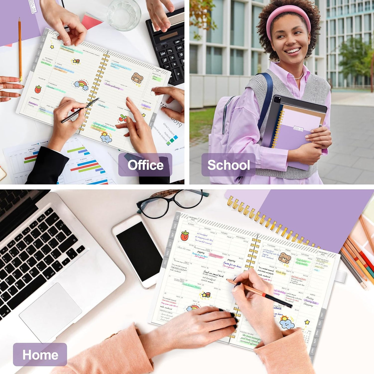 Planner 2025-2026, Academic Planners for Teacher & Student, AIMPEAK Weekly & Monthly Calendar Planner for Women, Daily Planners run from Jul.2025 - Jun.2026, Monthly Tabs, Purple, 7"x10"