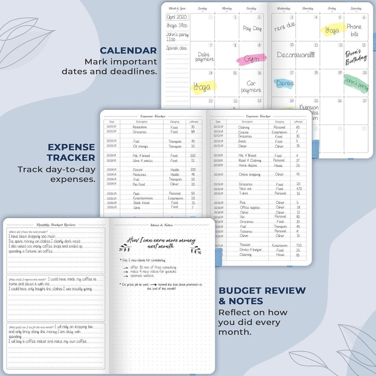 GoGirl Budget Planner – Monthly Financial Planner Organizer Budget Book. Expense Tracker Notebook Journal to Control Money, Compact (Light Blue)