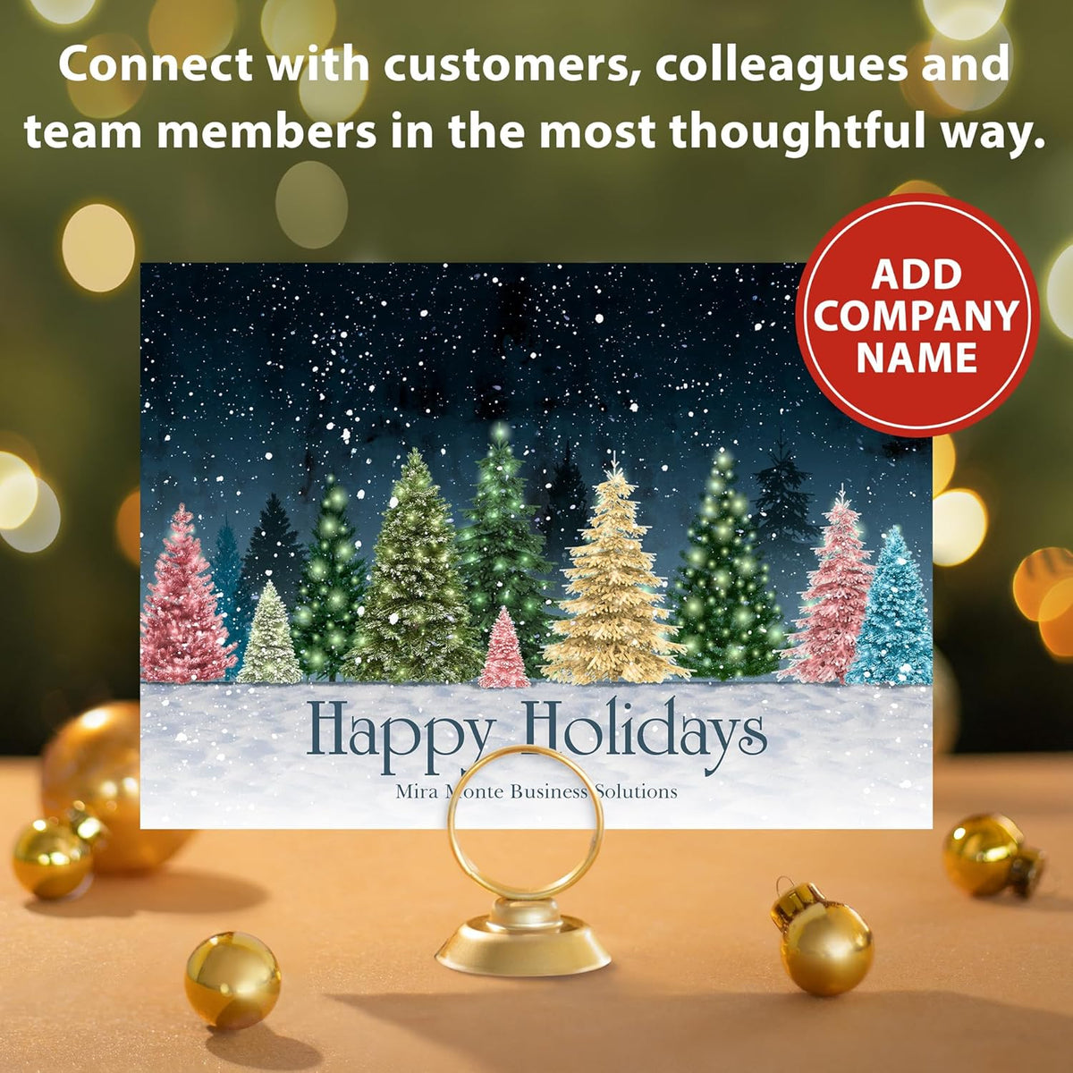 Let's Make Memories Personalized Business Christmas Cards with Envelopes - Premium Quality - 5x7-2025 Holiday Cards & White Envelopes - Colorful Snowscape - 125 ct