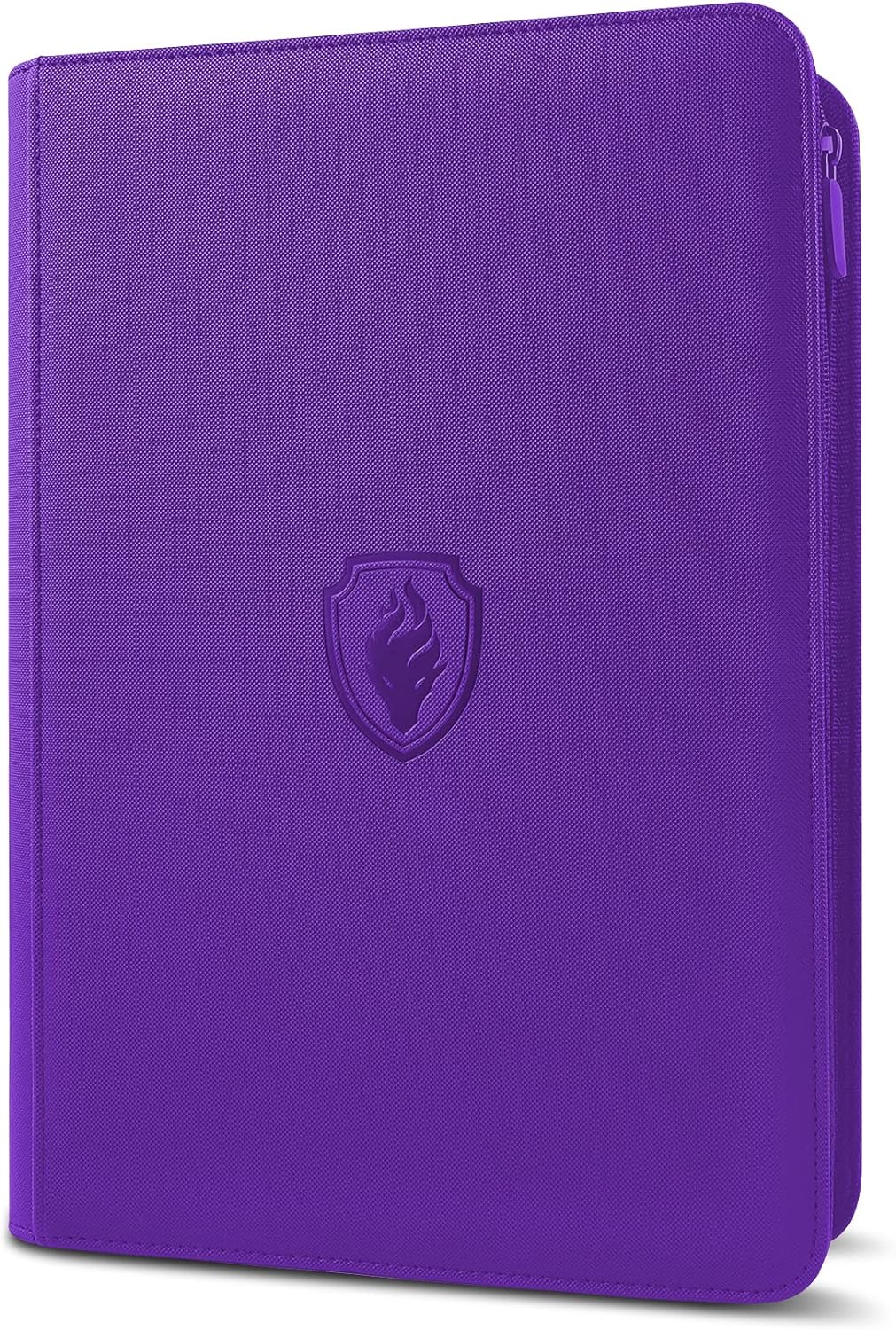 Premium Zip Card Binder, Fabmaker 9 Pocket Trading Card Binder, PU Cover Zipper Card Collection Album, Sturdy 360 Side-Loading Card Folder Holder for MTG, TCG, Game Cards, Sports Cards, Purple