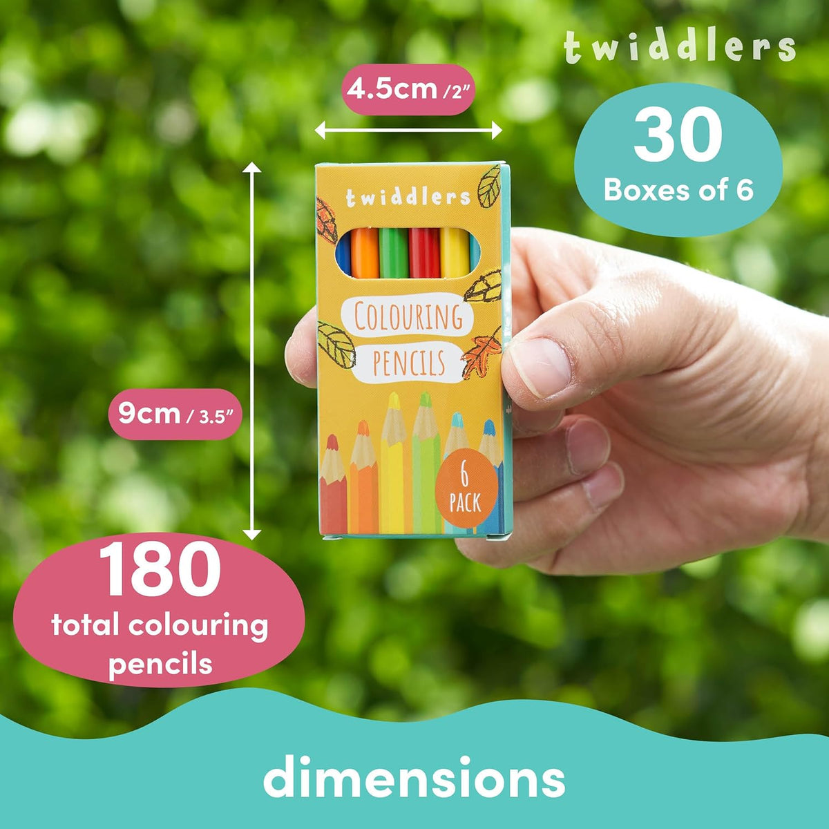 THE TWIDDLERS 30 Boxes of Mini Coloring Pencils for Kids, 6 Pencils Per Box, 180 Total, Bulk Colored Pencils School Supplies for Teachers, Classroom Prizes, Party Bag Fillers