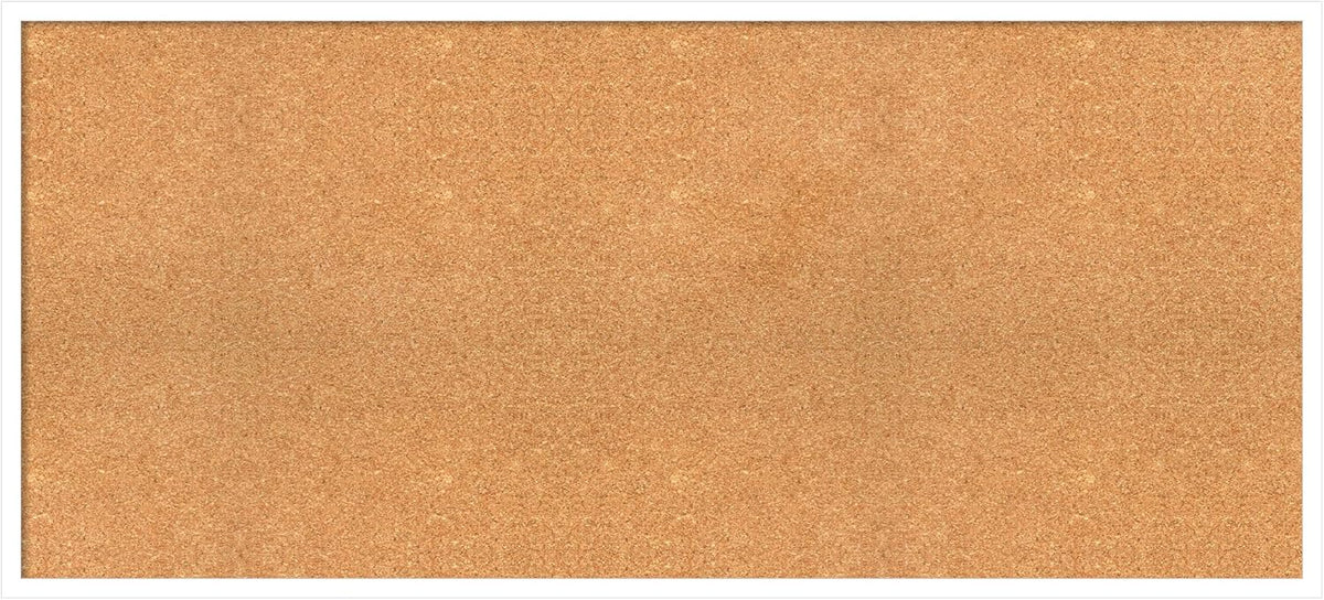 Amanti Art Natural Cork Board for Wall, 23x51 Vision Board with White Frame, Oversize Corkboard Office Decor for Home Organization, Modern Corkboard Pinboard to Display Items for Home Organization in