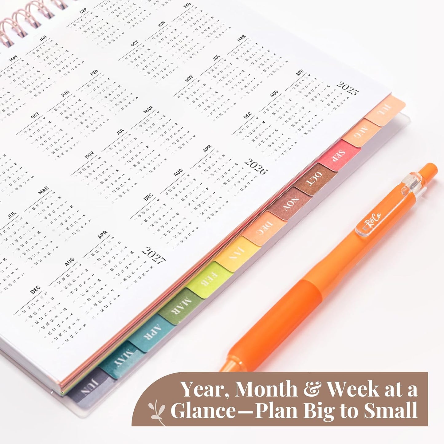 Rileys Academic Planner 2025-2026, Daily, Weekly & Monthly Planner, July 2025 - June 2026, Student Notes Pages, Twin-Wire Binding, Weekly Agenda for School & Work (8 x 6-Inches, Pink, Typographic)