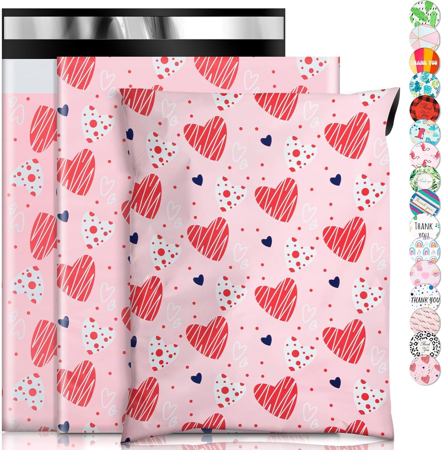 Oududianzi Poly Mailers 6X9, 50Pack Shipping Bags, Fashion Shipping Envelopes, Plastic Packaging Bags, Self-Seal Polymailers, Mailing Poly Bags for Business, Clothing (Simple Love)