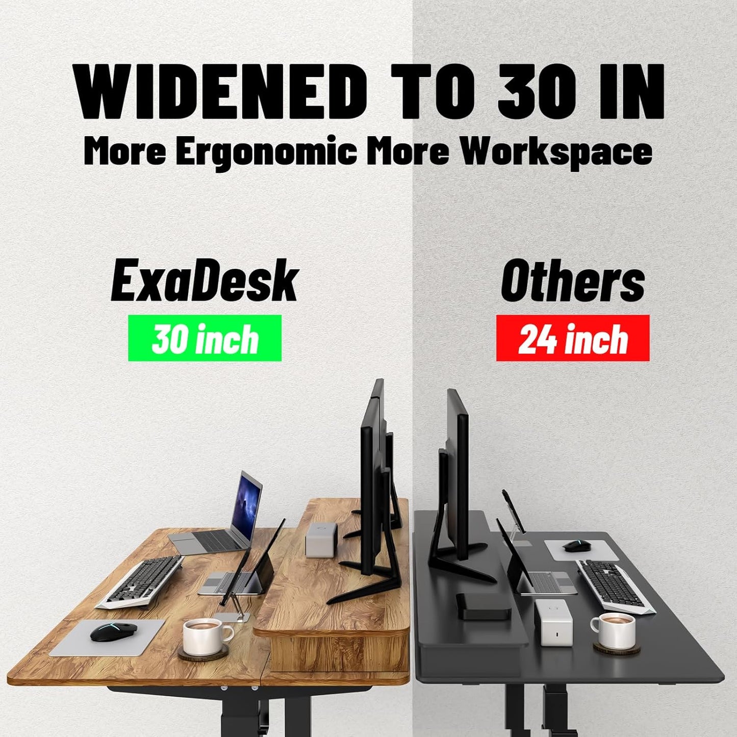 63 * 30 Inches Electric Standing Desk Adjustable Height with 4 Drawers, Double Storage Shelves, Home Office Workstation Sit Stand up Desk (Light Rustic Brown)