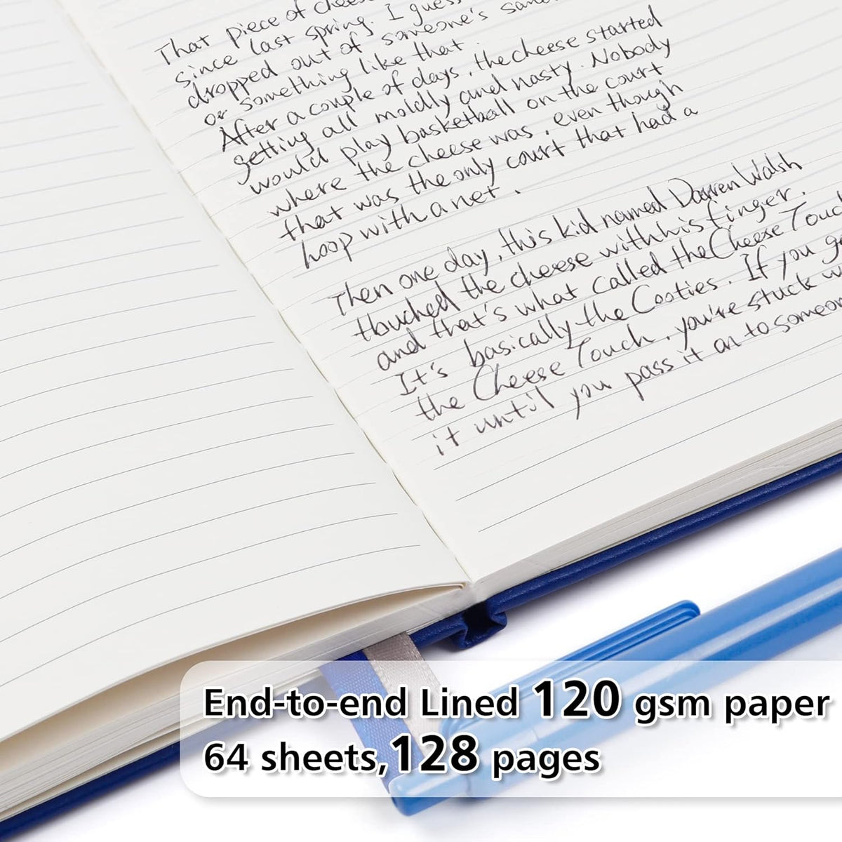 feela 5 Pack Journal Notebook Bulk for School, Hardcover Business Notebooks Classic Ruled Lined Journals with Pen Holder for Work Note Taking, with 5 Black Pens, 120 GSM, 5.1”x8.3”, A5, Navy