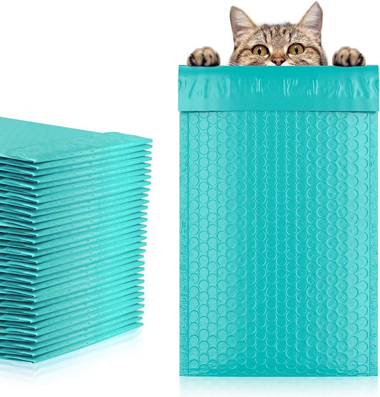Teal Poly Bubble Mailers Self Seal, 5 x 9 Inch. Pack of 200 Bubble Packaging Envelopes for Shipping. Durable Padded Envelopes Waterproof. Self Seal Padded Mailers. Shipping Packages