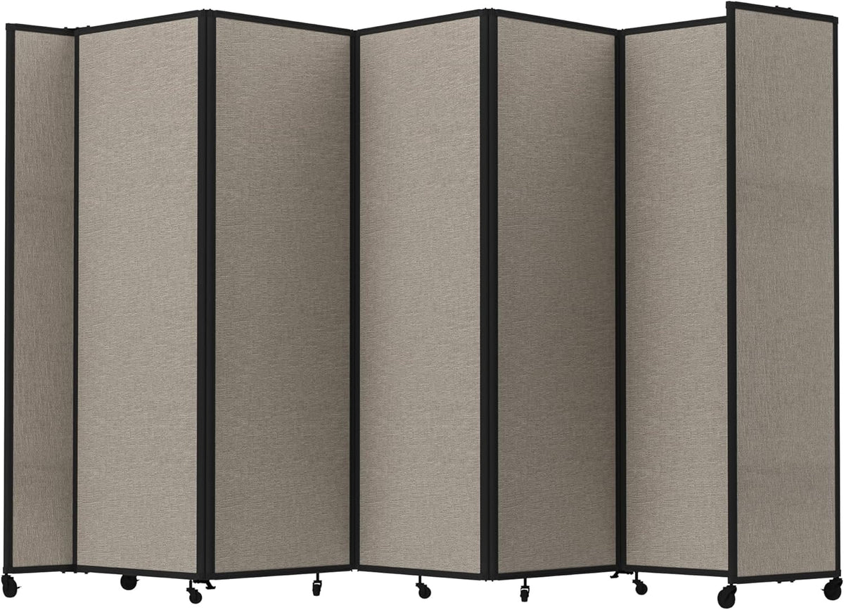 Versare Room Divider 360 Portable Wall Partition | Folding Panels | Large Freestanding Divider | Locking Wheels | Temporary Room Separator | 14' x 7'6'', Warm Pebble