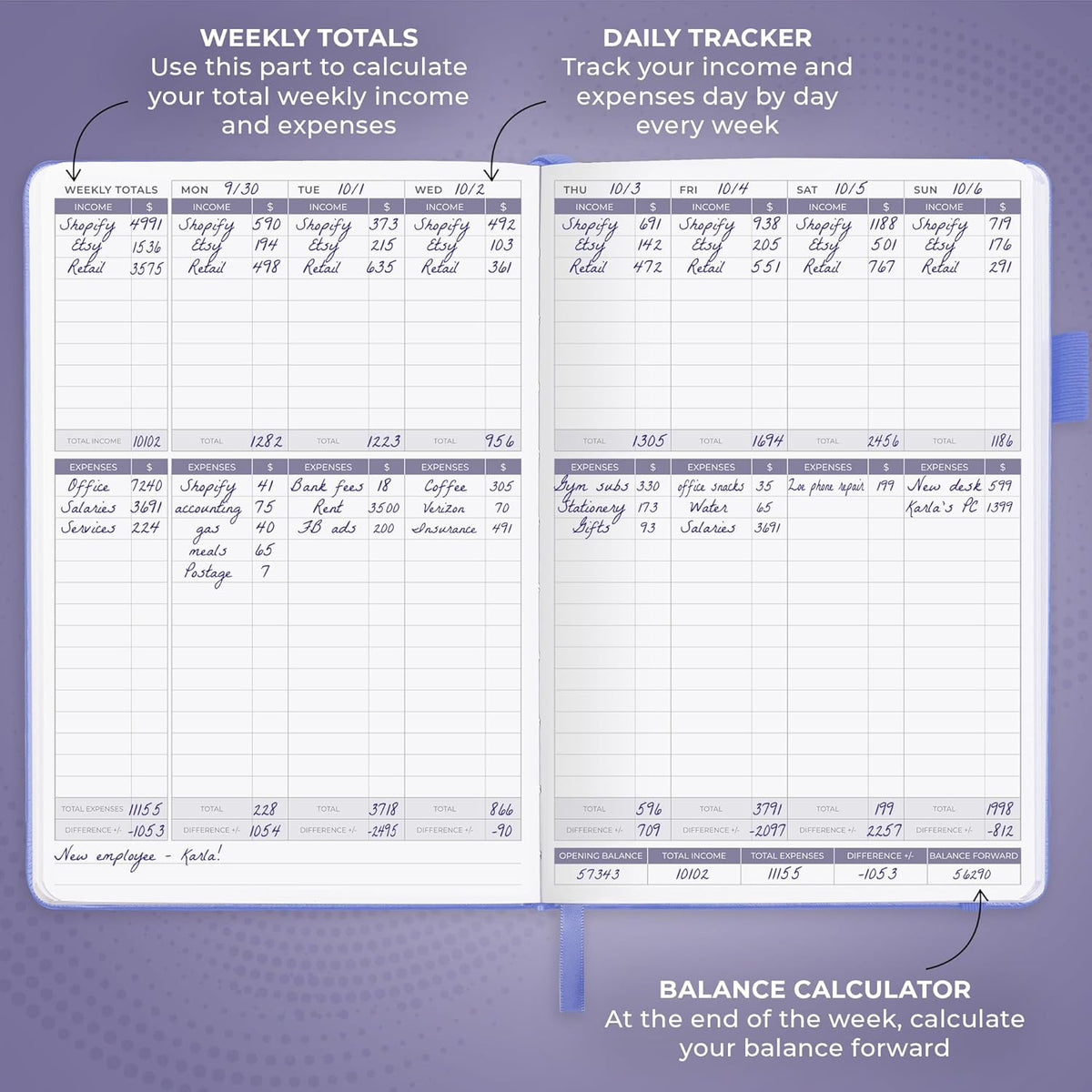 Clever Fox Income & Expense Tracker – Accounting & Bookkeeping Ledger Book for Small Business – 1-Year Record Notebook, A5 (Lavender)