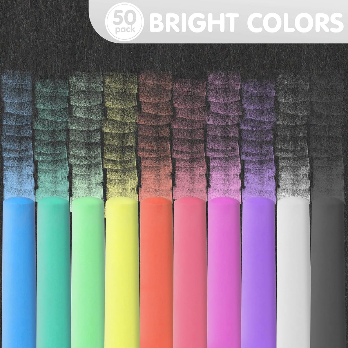 50 Pack White Sidewalk Chalks Washable Chalk for Kids Non-Toxic for Outdoor Art Play, Colored Chalk for Painting on Chalkboard, Blackboard and Playground(White)