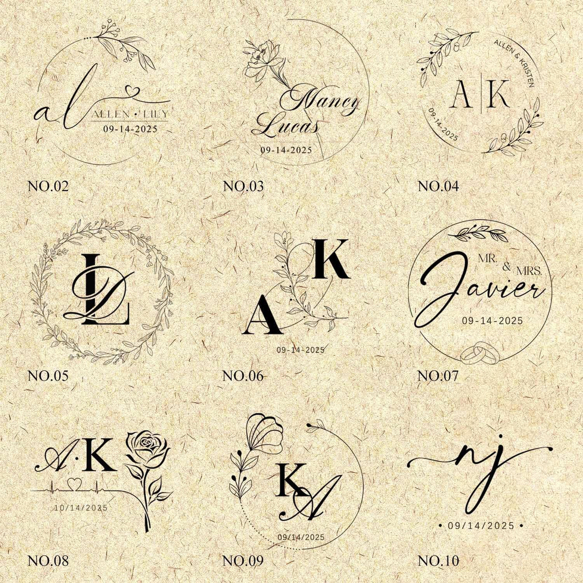 Wedding Embosser Custom - Embosser Stamp Custom for Card, Napkin, Invitation and Envelope, Personalized Wedding Stamp with Name, Initials and Logo - Wedding 04