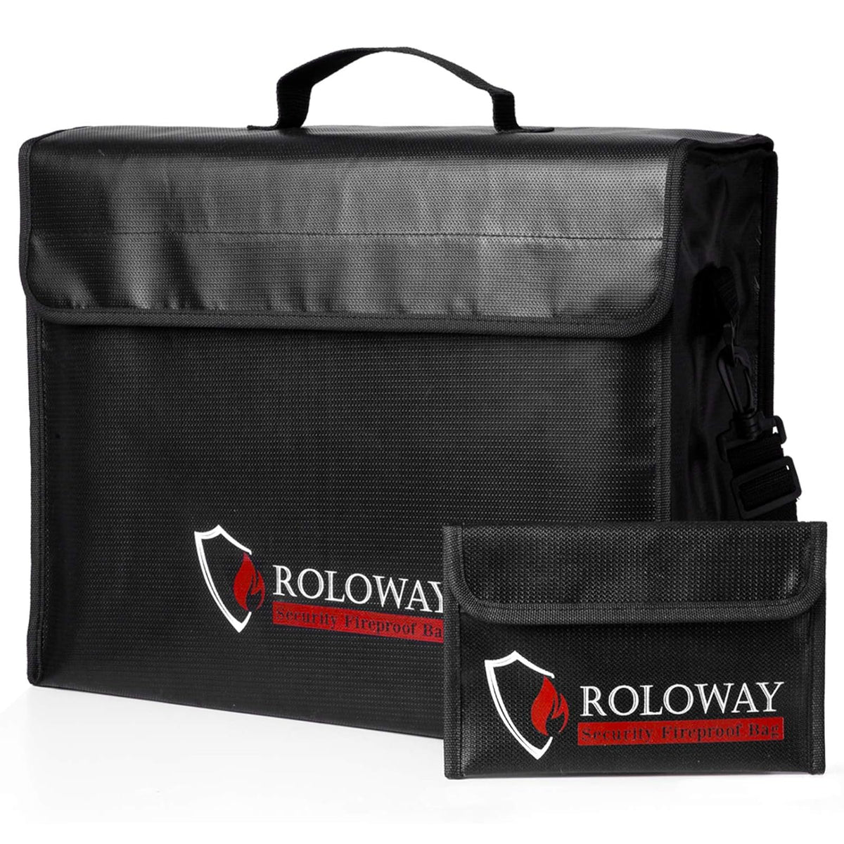 ROLOWAY Large (17 x 12 x 5.8 inches) Fireproof Bag, Water Resistant Fireproof Document Bag Safe for Money, Documents and Valuables Storage
