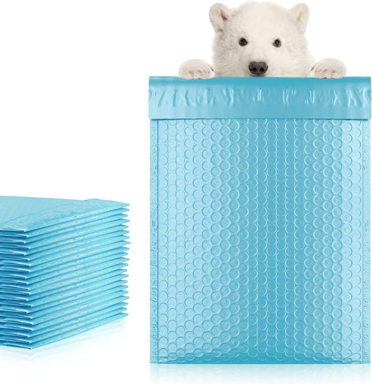 Light Blue Poly Bubble Mailers Self Seal, 6.5 x 9.25 Inch. Pack of 25 Bubble Packaging Envelopes for Shipping. Durable Padded Envelopes Waterproof. Self Seal Padded Mailers. Shipping Packages