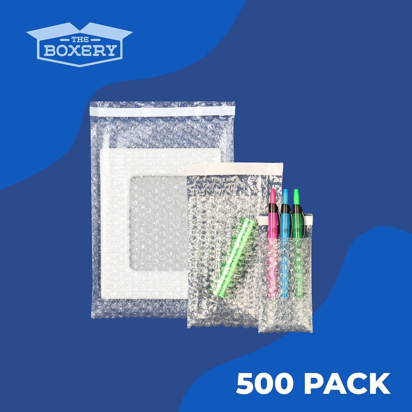 The Boxery 4x7.5" Clear Self-Sealing Bubble Out Bag Pouches -500 Pack- Bubble Cushion Wrap Bags for Packing, Storage, Moving, and Shipping fragile items