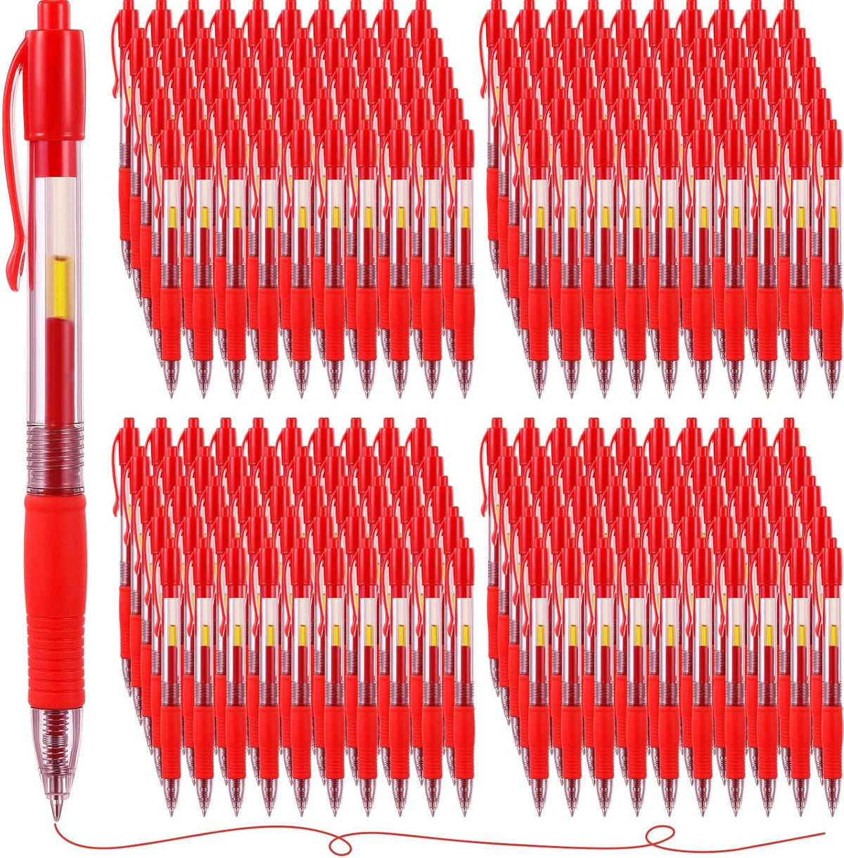 Jetec 250 Pcs Premium Gel Roller Pens Bulk, Fine Point 0.7 mm, Retractable Gel Ink Roller Ball Pens for Writing Journaling Taking Notes Office (Red)