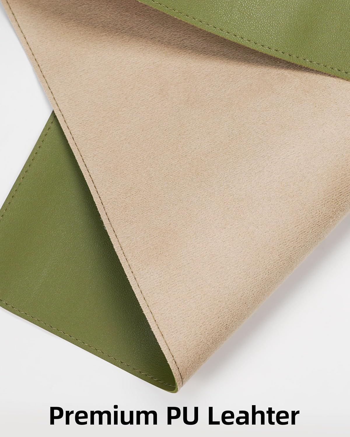 Large Desk Pad Mat - Waterproof Mouse Pad & Desk Protector, Non-Slip XL PU Leather Gaming Mat for Keyboard/Mouse, Stitched Edge with Ergonomic Support, 47"x17" (Green)