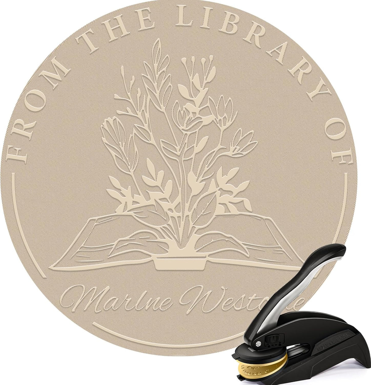 Custom Book Embosser | Book Embosser Personalized | Self-Inking Stamp | from The Library of Book Stamp Customized Stamps (Flowers 2)