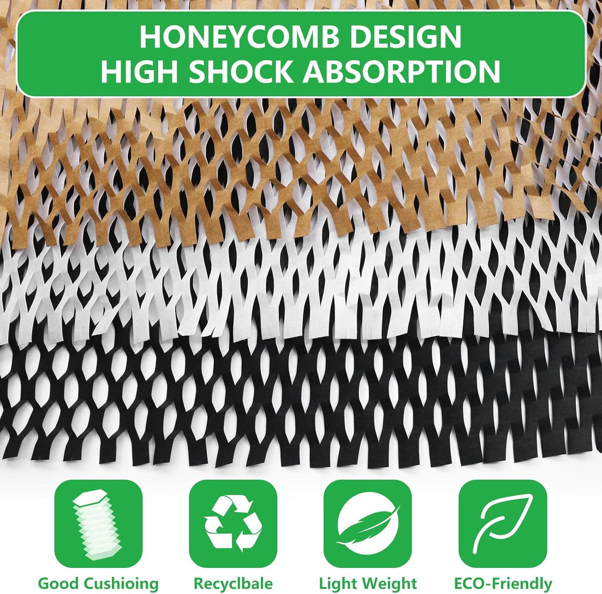 Honeycomb Packing Paper PINENUTS 15" x 131' Eco Friendly Packing Paper for Moving Recyclable Honeycomb Paper Bubble Paper Wrapping with 30 Fragile Sticker Labels and 66fthemp rope (Red)