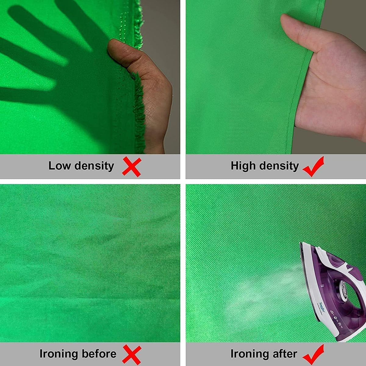 Aimosen 10 X 7 FT Green Screen Backdrop for Photography, Chromakey Virtual GreenScreen Background Sheet for Zoom Meeting, Cloth Fabric Curtain for Party Decor Video Studio Calls Streaming Gaming Photo