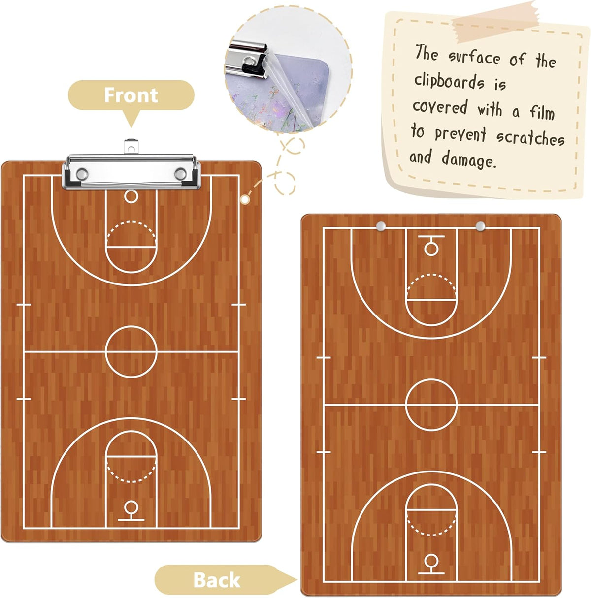 Basketball Coaching Plastic Clipboards,Decorative Plastic Acrylic Clipboard for Teacher Social Worker Students Office Supplies 8 * 12