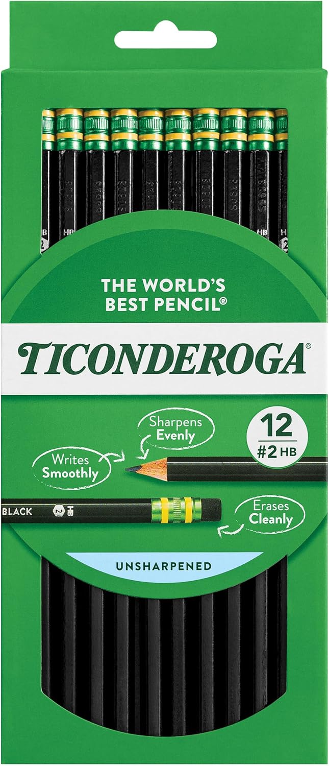 Ticonderoga Pencils, Wood-Cased Graphite, #2 HB Soft, Black (13953) (Pack of 72, 864 Count Total)