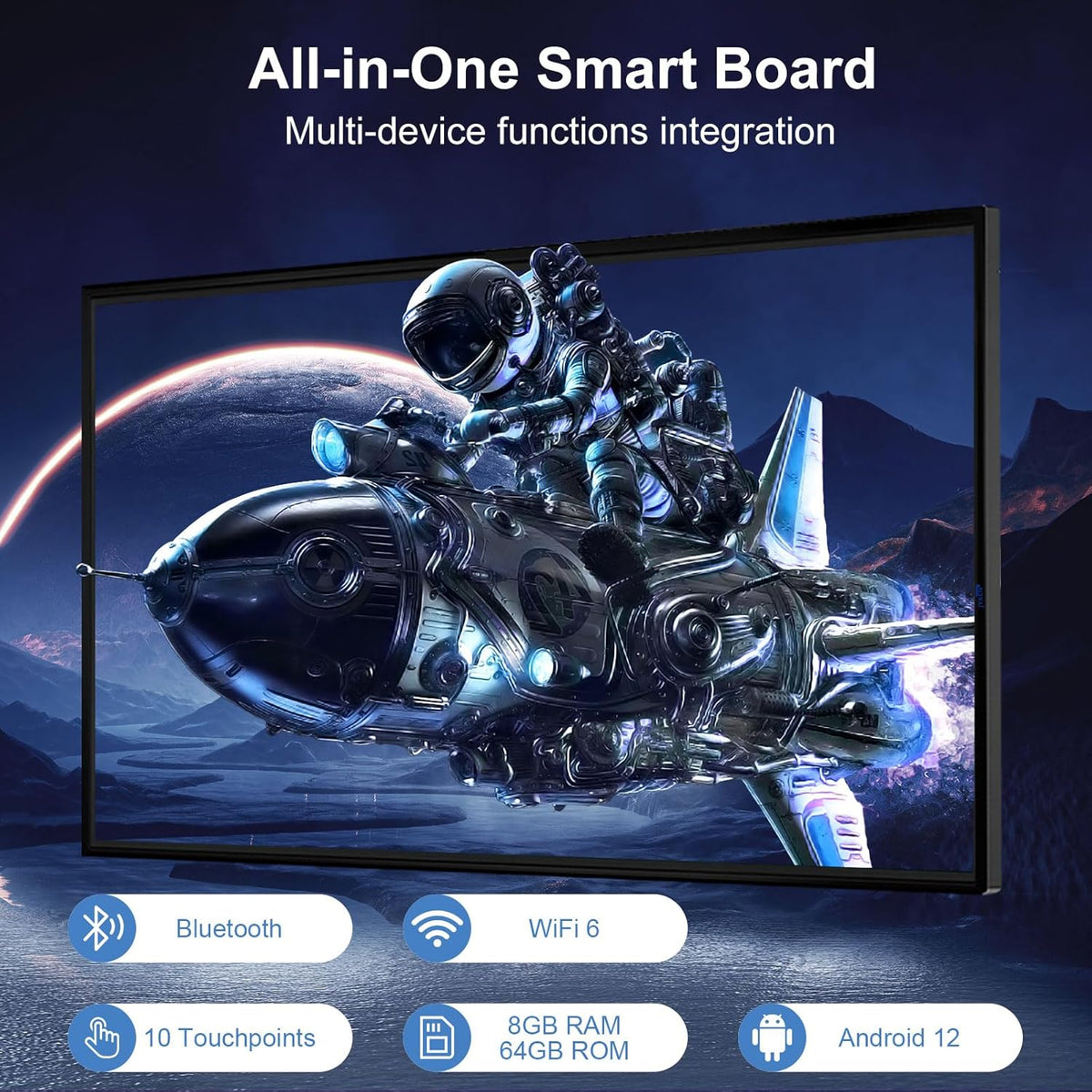 49" Digital Interactive Smart Boards, Electronic Whiteboard with Android OS & Screen Mirroring, Built-in Annotation & Live Streaming, Touch-Ready for Classroom Office Home (Board Only)