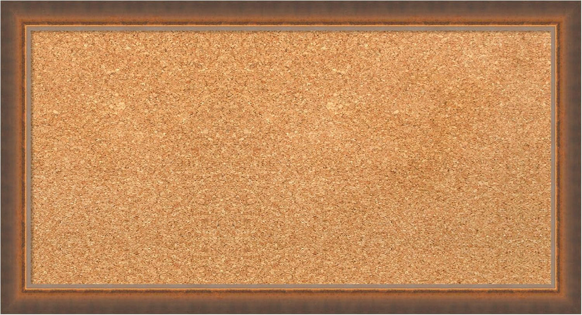 Amanti Art Natural Cork Board for Wall, 14x26 Vision Board with Bronze Frame, Small Corkboard Office Decor for Home Organization, Modern Corkboard Pinboard to Display Items for Home Organization in