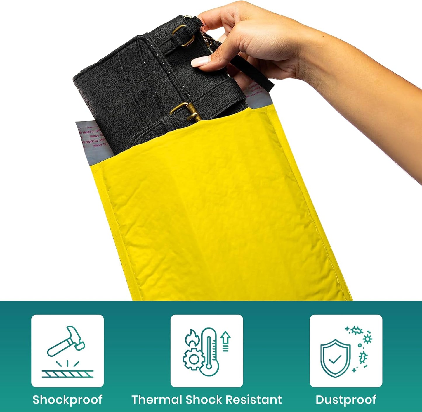 Levex - #000 4" x 8" [5 Pack] Yellow Poly Bubble Mailers, Padded Envelope Mailers, Packing Envelope & Mailing Bags for Shipping