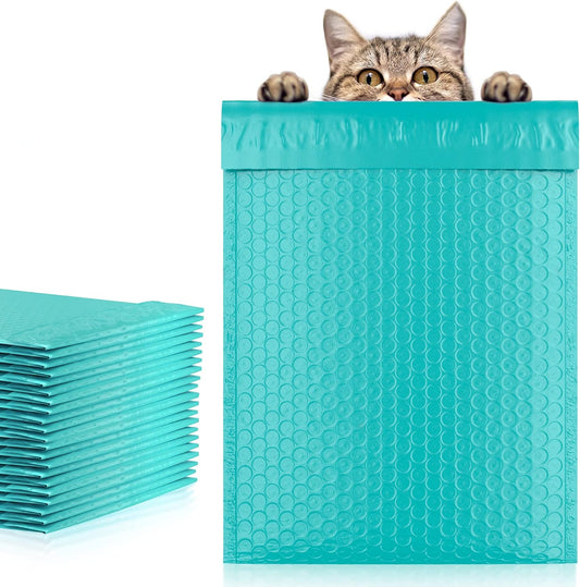 Teal Poly Bubble Mailers Self Seal, 6.5 x 9 Inch. Pack of 25 Bubble Packaging Envelopes for Shipping. Durable Padded Envelopes Waterproof. Self Seal Padded Mailers. Shipping Packages