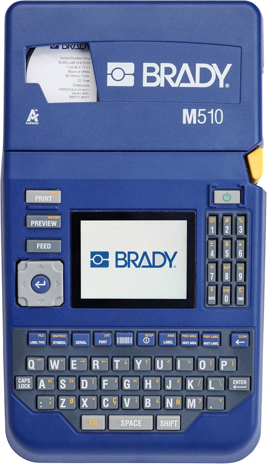 Brady M510 Portable Industrial Label Printer Kit with Laboratory ID Software, Carrying Case, Label Cartridge, Rechargeable Battery and Charger, 3.75" H x 5.75" W x 10" D