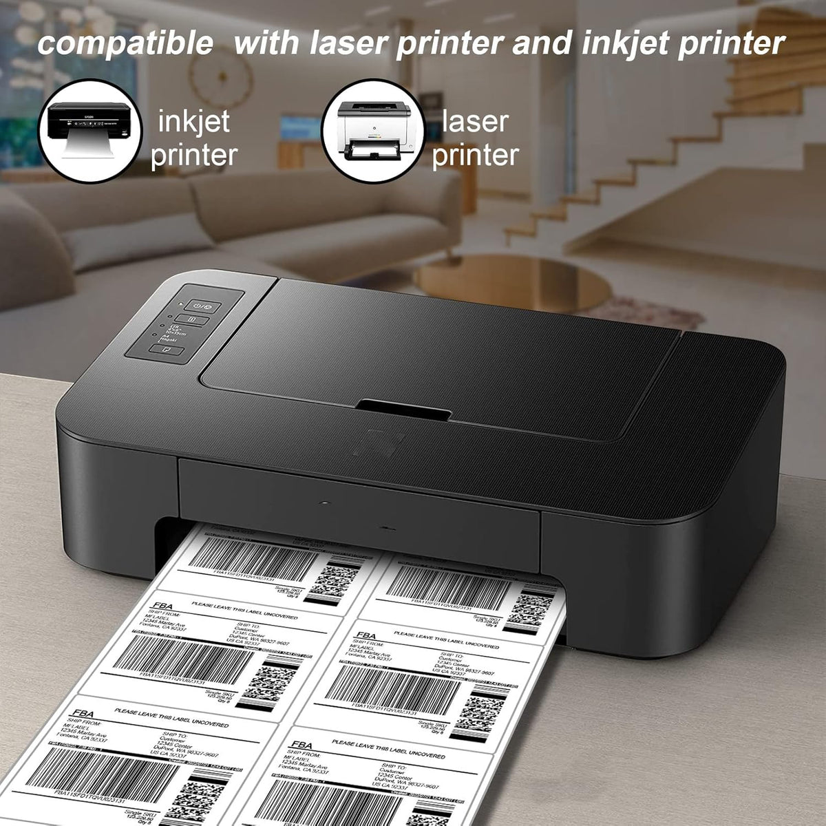 [30 Sheets 180 Labels] 3.33"x4" Printable White Shipping & Address Labels for Laser/Inkjet Printers