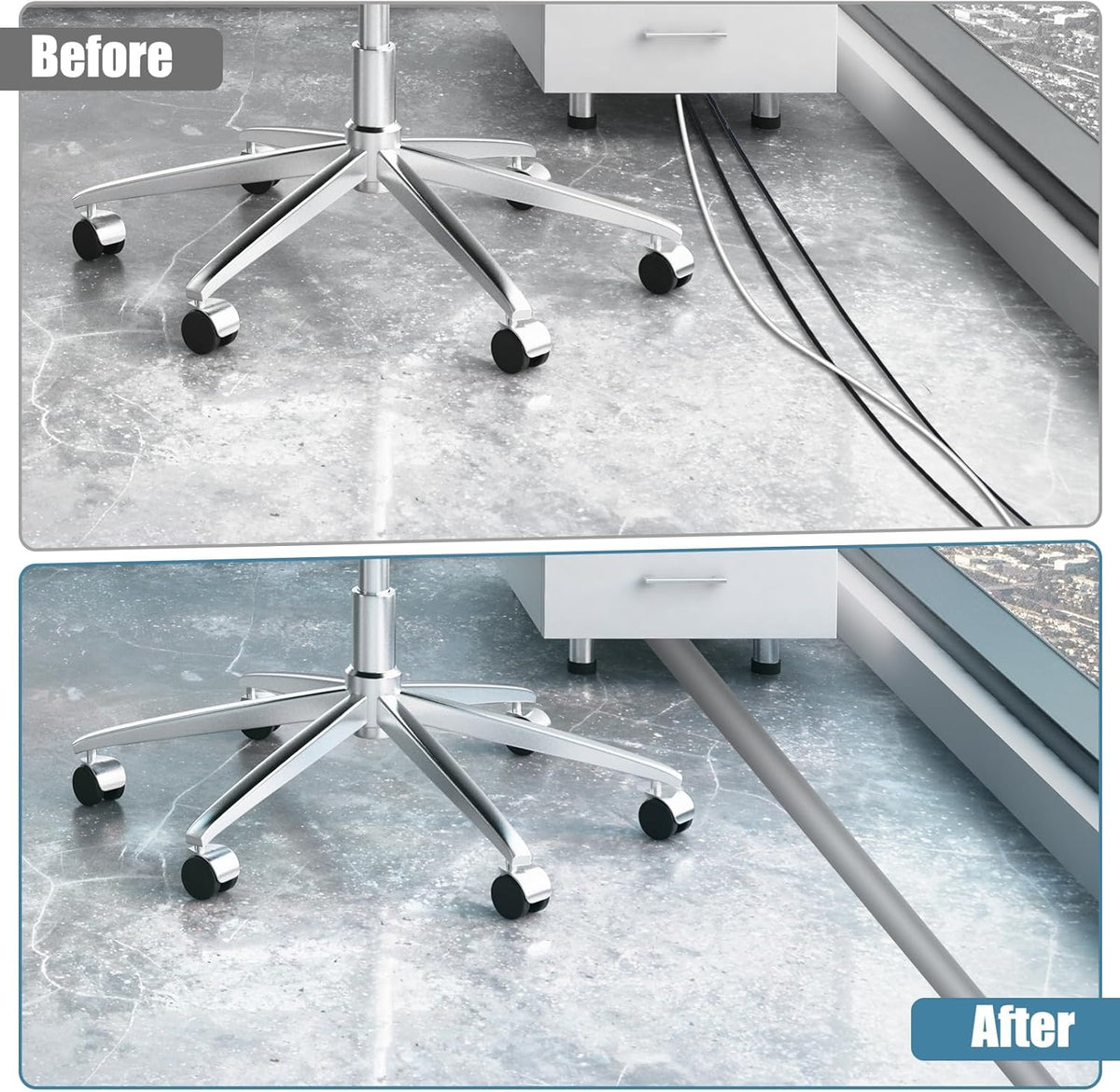 Floor Cord Covers for Wires 12FT Cable Hider Wire Cover Self Adhesive Cord Hider Floor for Offices, Homes, Workshops, Warehouses Cable Cavity 0.39" W x 0.27" H