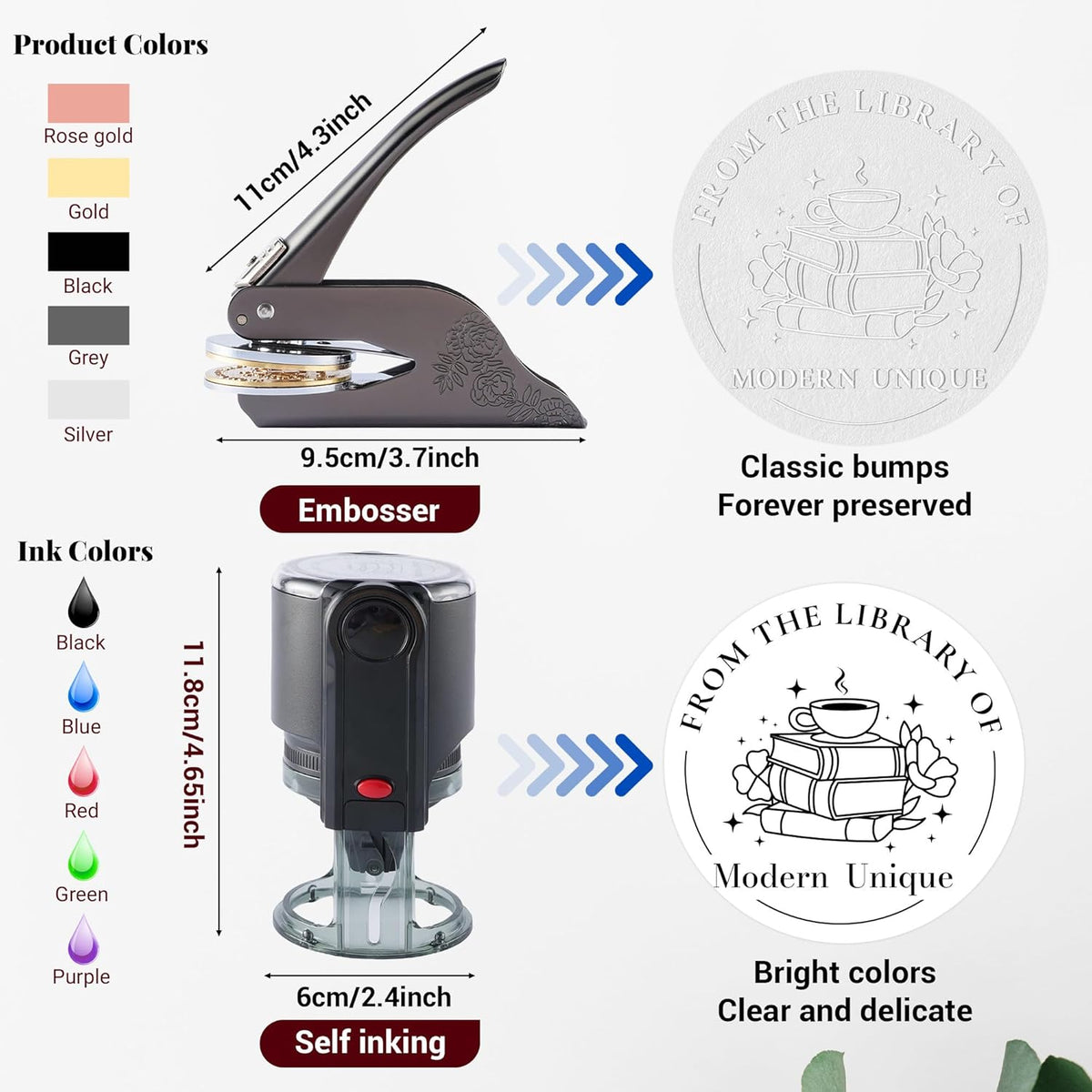Easycosy Personalized Book Embosser | Custom Embosser & Stamps from The Library of | Book Stamp Personalized with Your Name & Choice Birthday Gifts for Book Lover(Book 2)