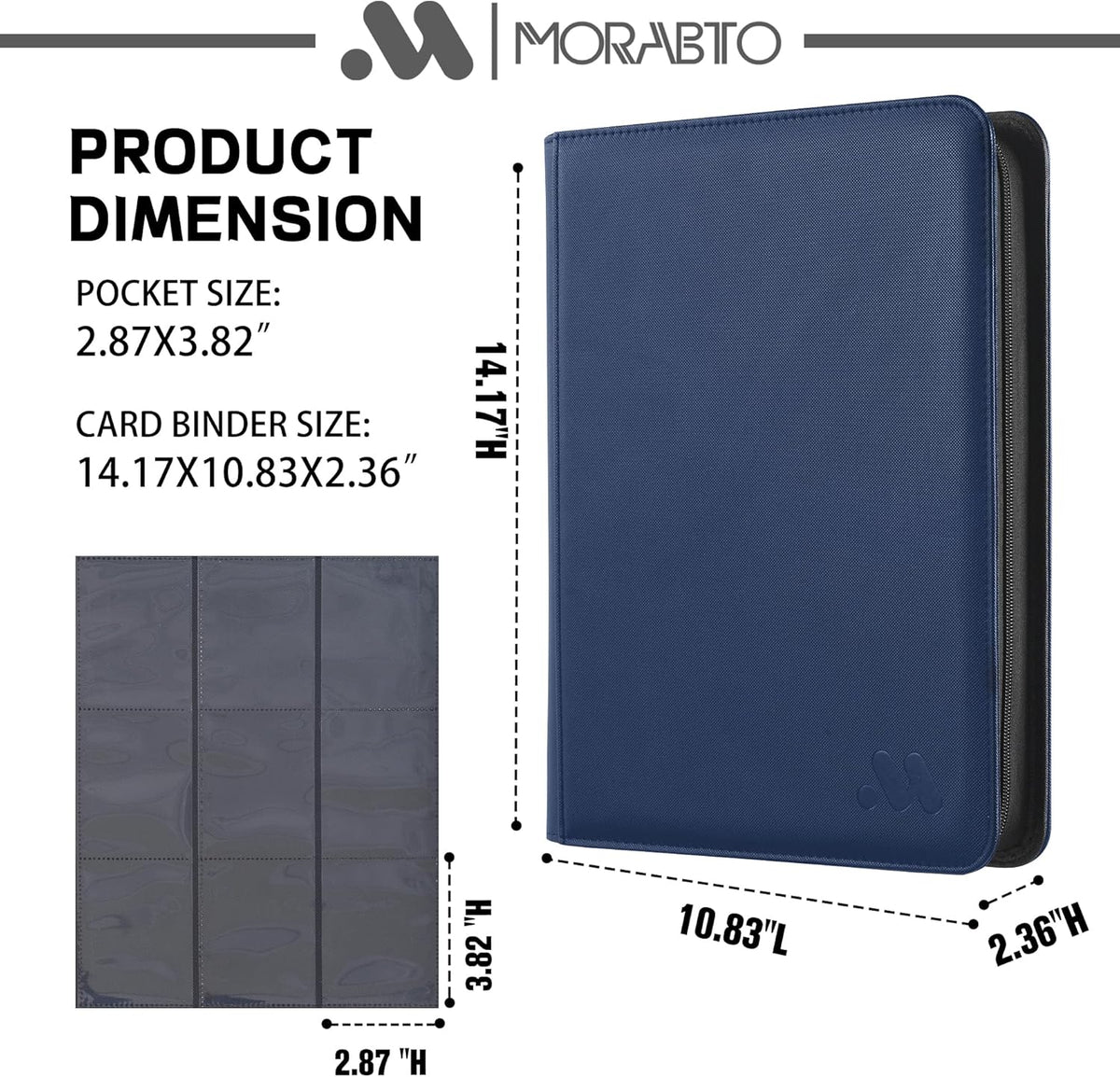 Card Binder 9 Pockets,Trading Card Binder Holds up to 864 Cards with 48 Sleeves,Zipper Card Holder Album Compatible with TCG Card/Game Cards/Sports Card