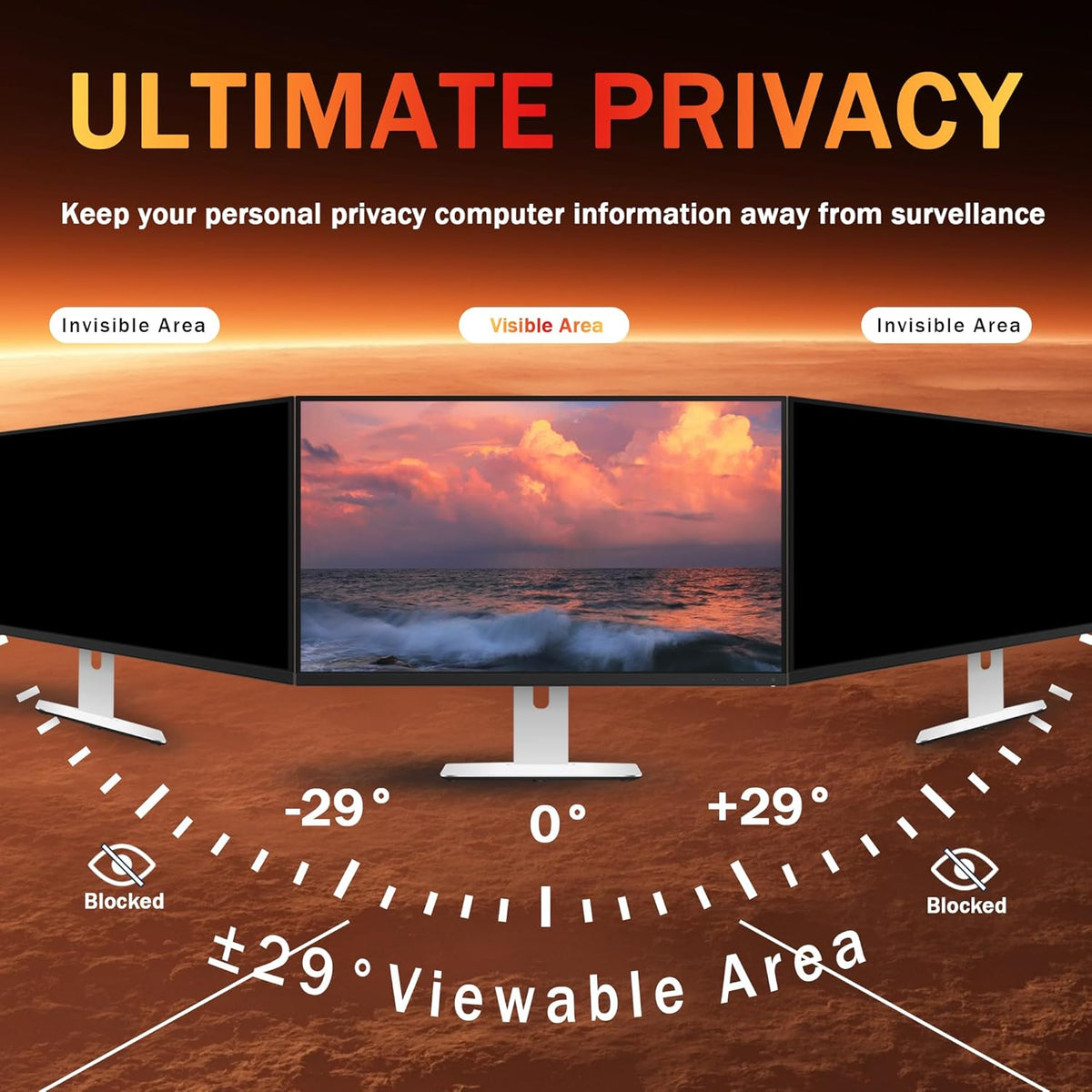 [2 Pack] 27 Inch Computer Monitor Privacy Screen for 16:9 Aspect Ratio - Privacy Shield and Anti-Glare Blue Light Protector Removable Eye Protection, Anti Spy Screen Protector Film