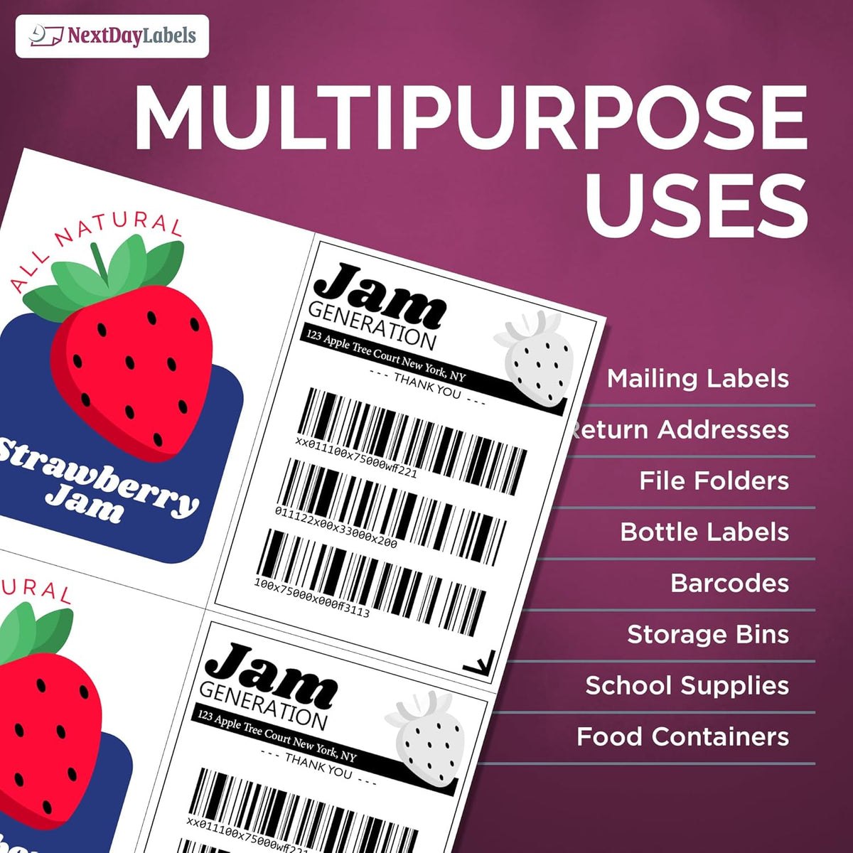 NextDayLabels – 4-1/4" x 5-1/2" Rectangular Sticker Labels for Printer - White Laser/Inkjet Printer Labels Return Address Labels Shipping Label Stickers (500 Sheets, 4 Per Sheet, 2000 Labels)