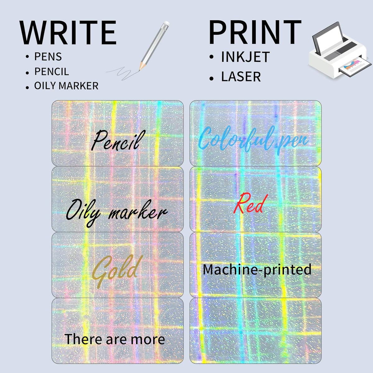 STARLIBOO Shipping Labels Stickers, 2"×4" Printable Holographic Mailing Labels for Laser/Inkjet Printing, Permanent Adhesive Sticker (Holographic Shiny)
