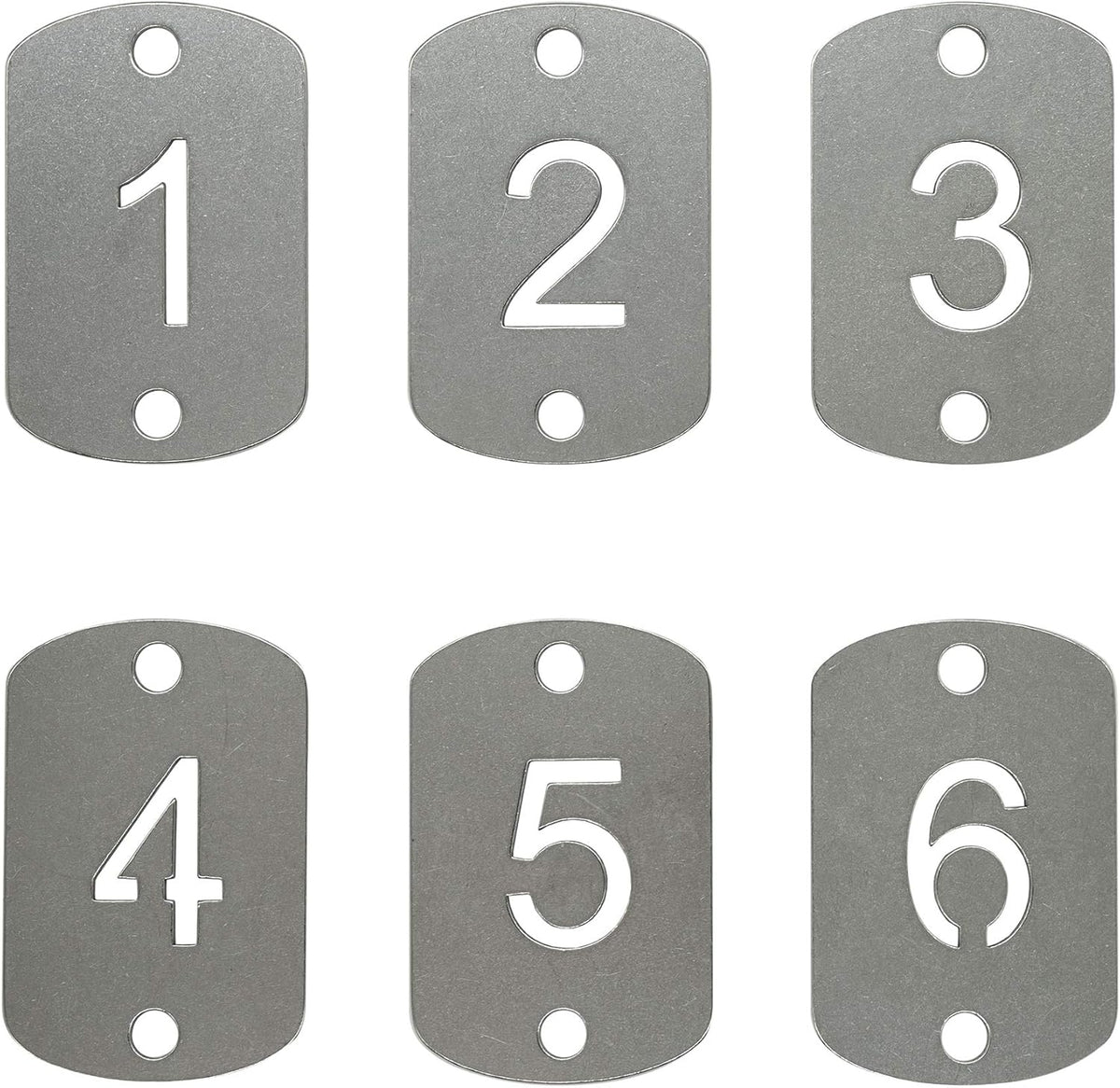 StayMax Rectangular Hollowed Stainless Steel Number Tags Key Tags with Two Holes (1-25)
