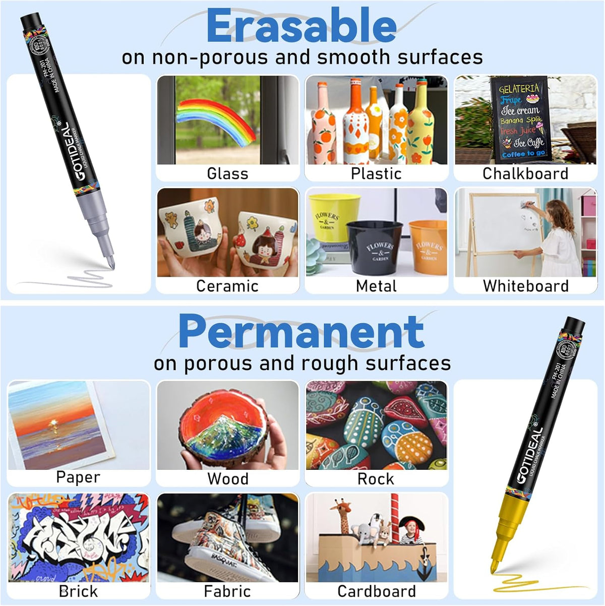GOTIDEAL Chalk Markers,Fine Tip Liquid Chalk Markers for Blackboard Chalkboard Calendar Glass Neon Pens, Washable Window markers Paint and Drawing for Car, Auto, Bistro,Mirror Wet Erase 30 Colors