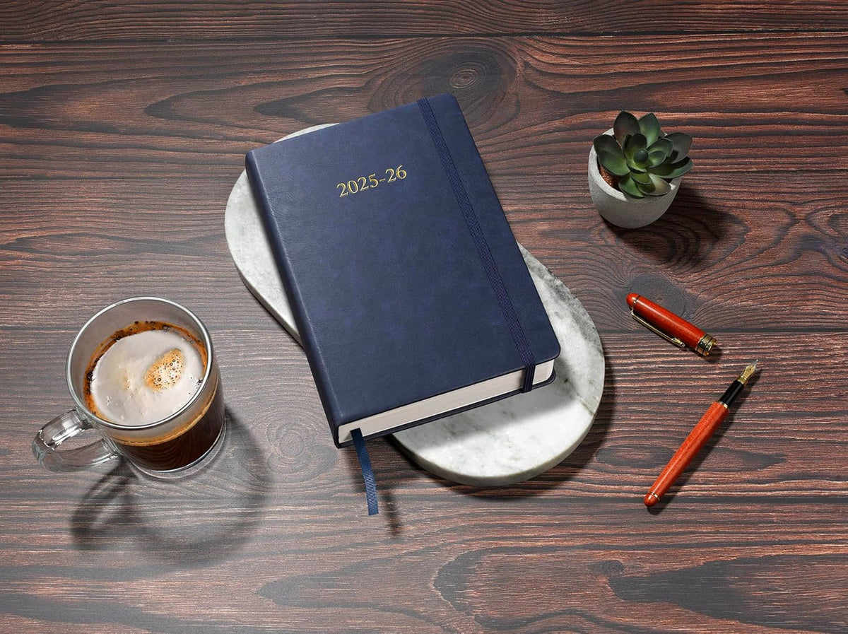 Wykeham's Executive 2025-26 Daily Journal Planner – Customization Available – Mid-Year Academic Diary (Royal Blue, 8.5"×5.5")