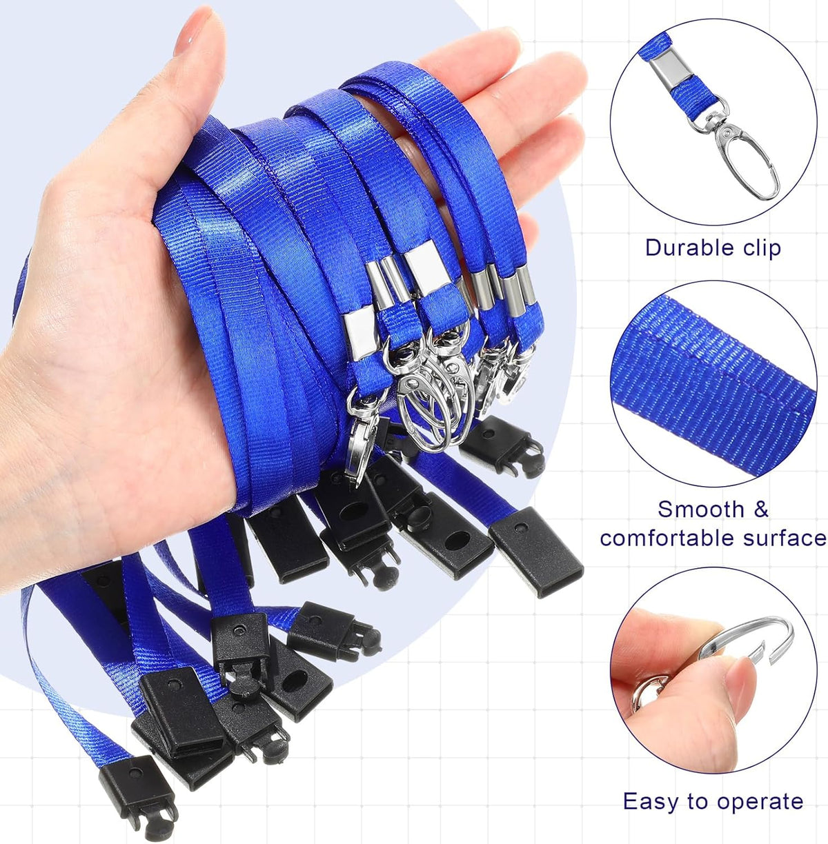Harloon 150 Pcs Lanyards Breakaway Bulk Neck Flat Lanyard with Detachable Buckle and Clip Swivel Hooks for Badge Holder