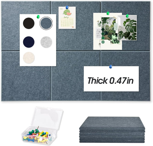Thick Cork Board for Wall with Pins, 36" x 24" Bulletin Board Self-Adhesive Pin Board | Customized 6 Packs Felt Tiles for Office Home Wall Decor
