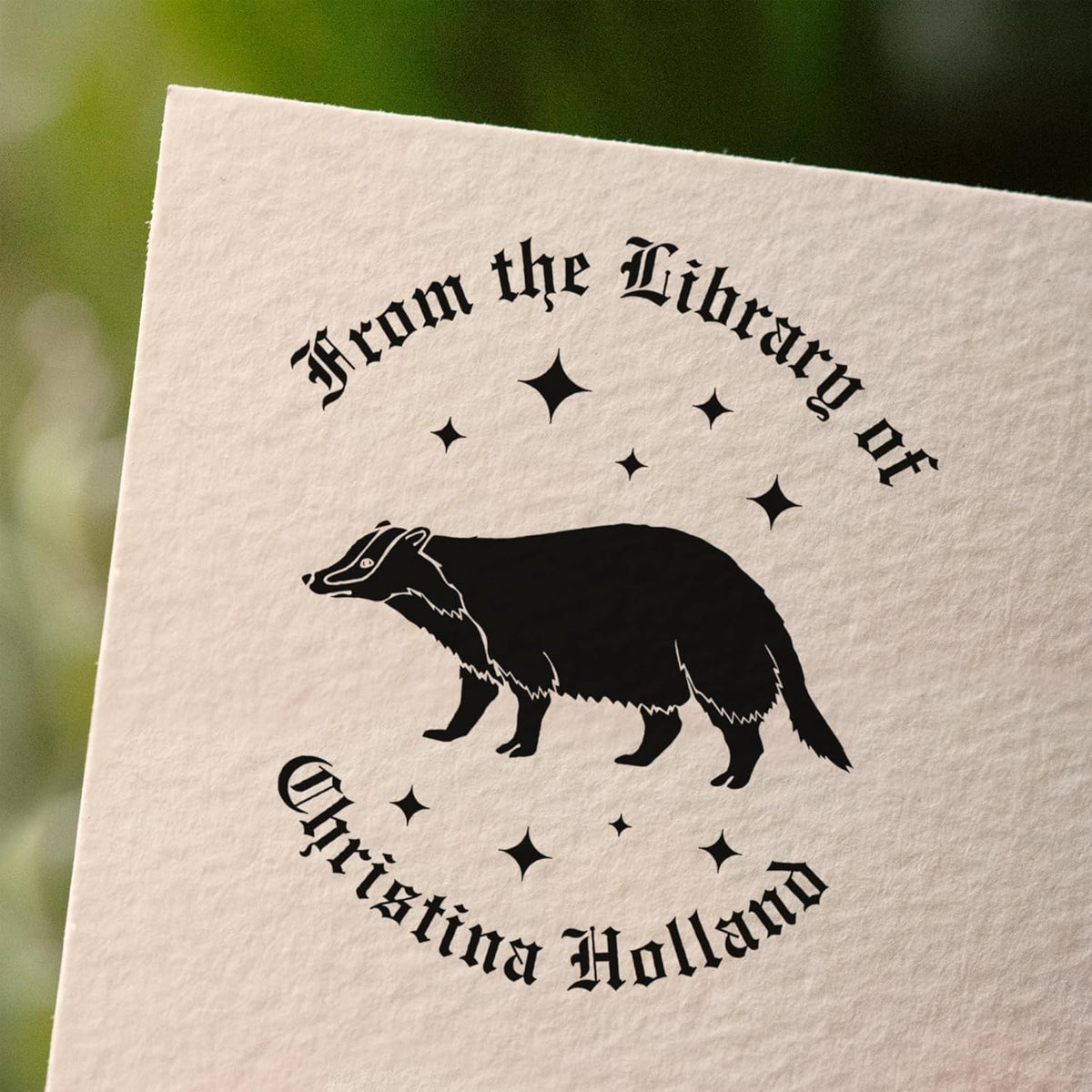 from The Library of Embossers & Stamps for Fantasy Book Readers | Custom Embosser | Custom Stamp | Ex Libris | Elevate Your Fantasy Collection of Stories and Novels (Design 8, Wood Hand Stamp)