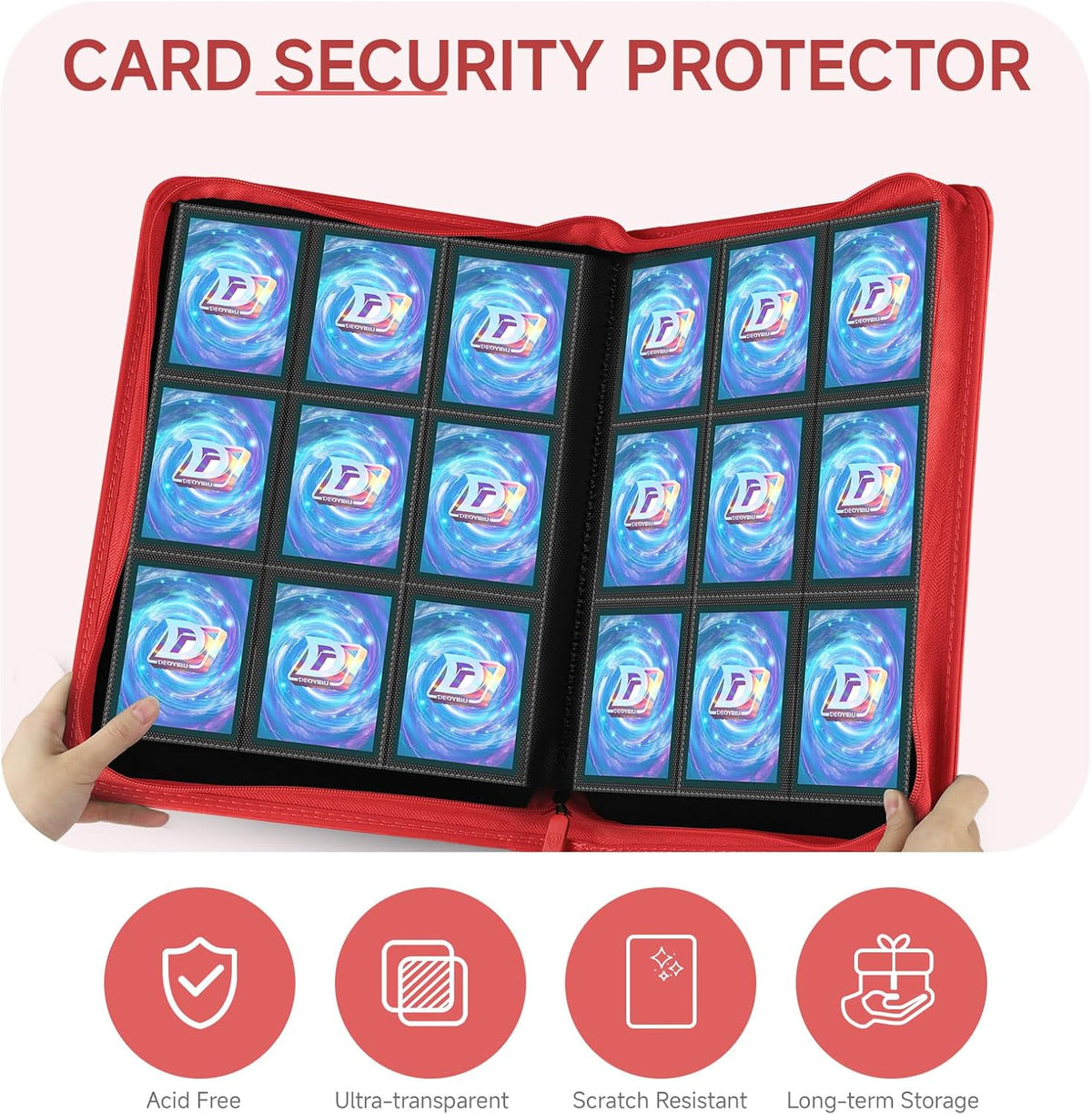9 Pocket Card Binder,360 Pockets Trading Card Binder,Double Sided Pocket Collection Binder,Card Folder for MTG,TCG,Game Cards,Sport Cards,Red