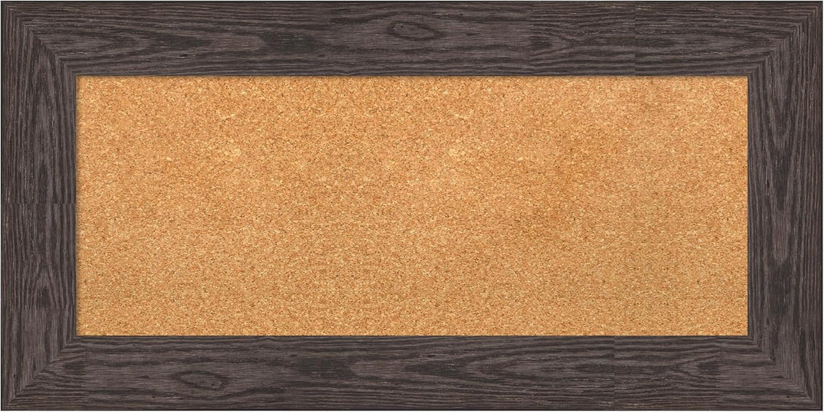 Amanti Art Natural Cork Board for Wall, 18x36 Vision Board with Black Wood Frame, Medium Corkboard Office Decor for Home Organization, Country Rustic Corkboard Pinboard to Display Items for Home