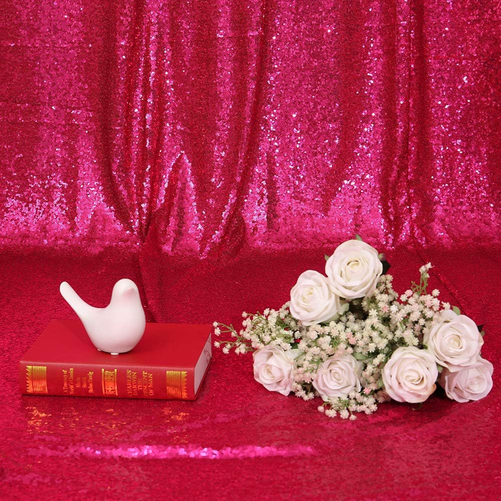 Eternal Beauty Hot Pink Sequin Backdrop, 10x10 Ft Glitter Background Curtains for Shimmer Photography Party Wedding Birthday Back Drop Decor