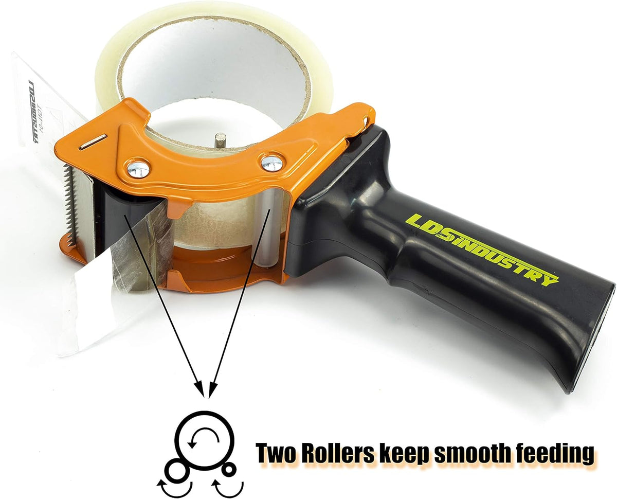 2 Pcs Rapid-Replace Packing Tape Dispenser Guns with Extra Blade, 2 in (50mm) Lightweight Ergonomic Industrial Handheld Heavy Duty Tape Cutter for Carton, Packaging and Box Sealing, LDS Industry