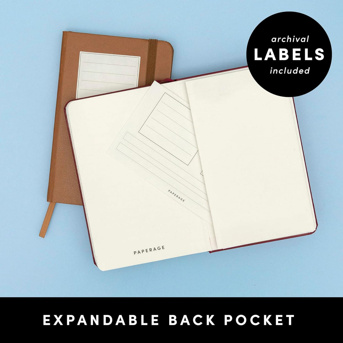 PAPERAGE Lined Pocket Journal Notebook, 3 Pack, (Coral, White, Sky Blue), 160 Pages, Small, 3.6 inches x 5.6 inches - 100 GSM Thick Paper, Hardcover