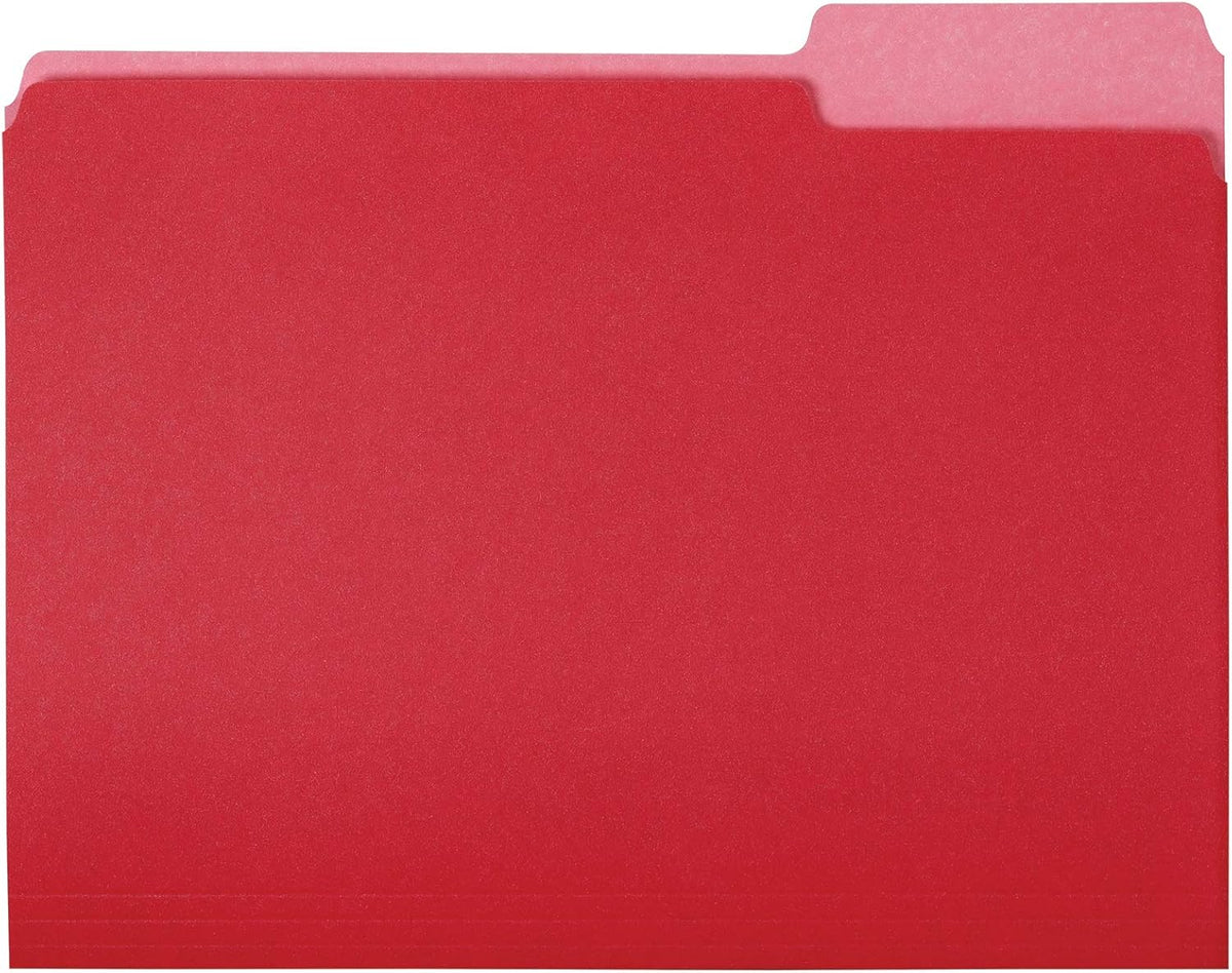 Amazon Basics File Folders, Letter Size, 1/3 Cut Tab, Red, 36-Pack