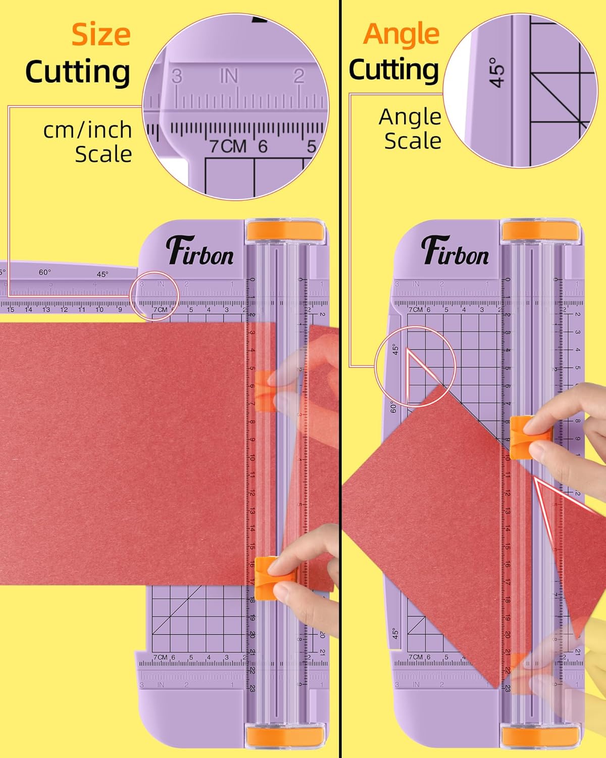 Firbon Purple A5 Paper Cutter, Straight Small Paper Trimmer with Side Ruler for Scrapbooking Craft, Paper, Coupon, Label, Cardstock